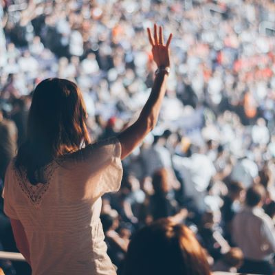 Woman in crowd