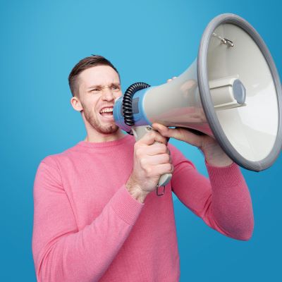 man with megaphone